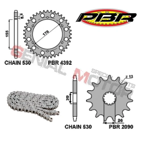 Kit de piñones de cadena EK1204G 18 43 530 PBR TRIUMPH SPEED TRIPLE 955 1999 > 2001 Foto 2 de 2