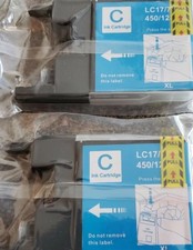 Two 2 "CYAN" High Yield Ink Cartridges For Brother MFC LC17/77/79 450/1280