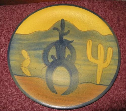 Stangl Art Pottery 14 1/8" Cowboy & Catus Ranger Chop Plate