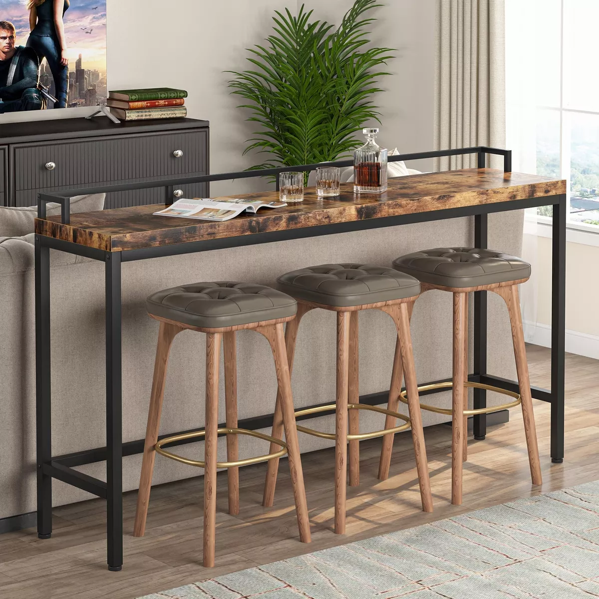 Console Sofa Table Behind Couch 70.9inch Extra Long Tabletop for