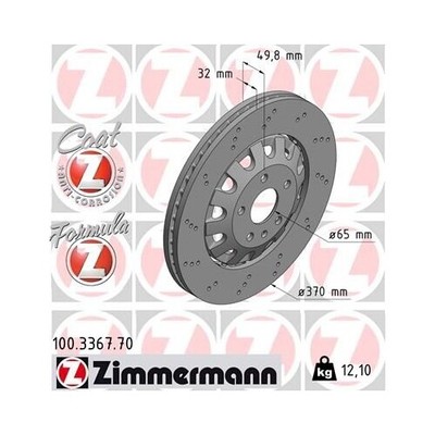 2xBremsscheibe ZIMMERMANN 100.3367.70 passend für VAG