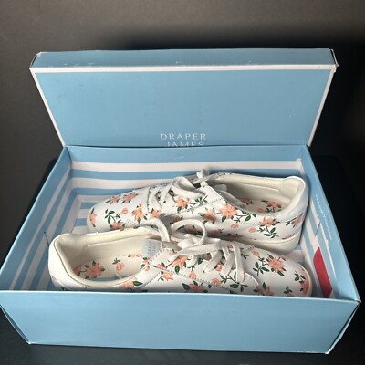draper james sneakers leather floral women s size 9 White And Pink