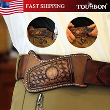 TOURBON Vintage Cuero Hoja Plegable Cuchillo Funda Cinturón Cuchillos de Bolsillo Funda EE. UU.