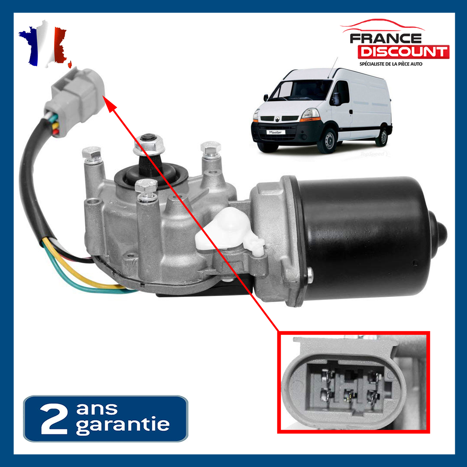 Moteur essuie glace avant 12V haute durabilité pour Daily 3 référence 42536088