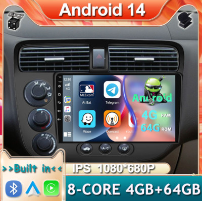 9'' FOR HONDA CIVIC 2000-2005 ANDROID 14 CARPLAY CAR STEREO RADIO GPS NAVI 4+64GB