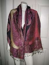 LARGE-SCARF-WRAP-PURPLES-PINKS-BLUES-BLK-GOLD-W-FRINGE-by-COLLECTION-XIIX