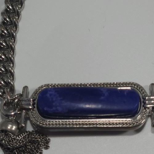 Lia Sophia Silver Chain Blue Stone ID Style Bracelet - Picture 7 of 9
