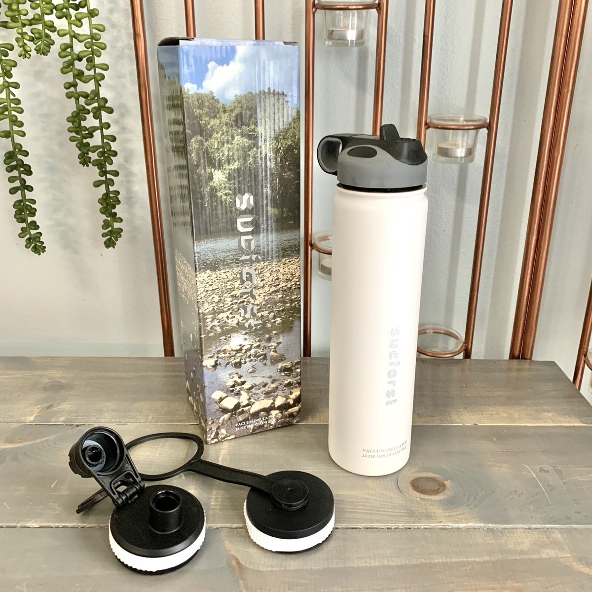 Sucforst White Vacuum Insulated 24oz 18/8 Stainless Steel Water