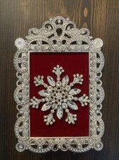 Crystal Rhinestone Christmas Holiday Snowflake Silver Rhinestone Frame Decor