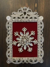 Crystal Rhinestone Christmas Holiday Snowflake Silver Rhinestone Frame Decor