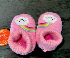 WONDER NATION Toddler Girls Rainbow Bootie Slippers Pink NWT