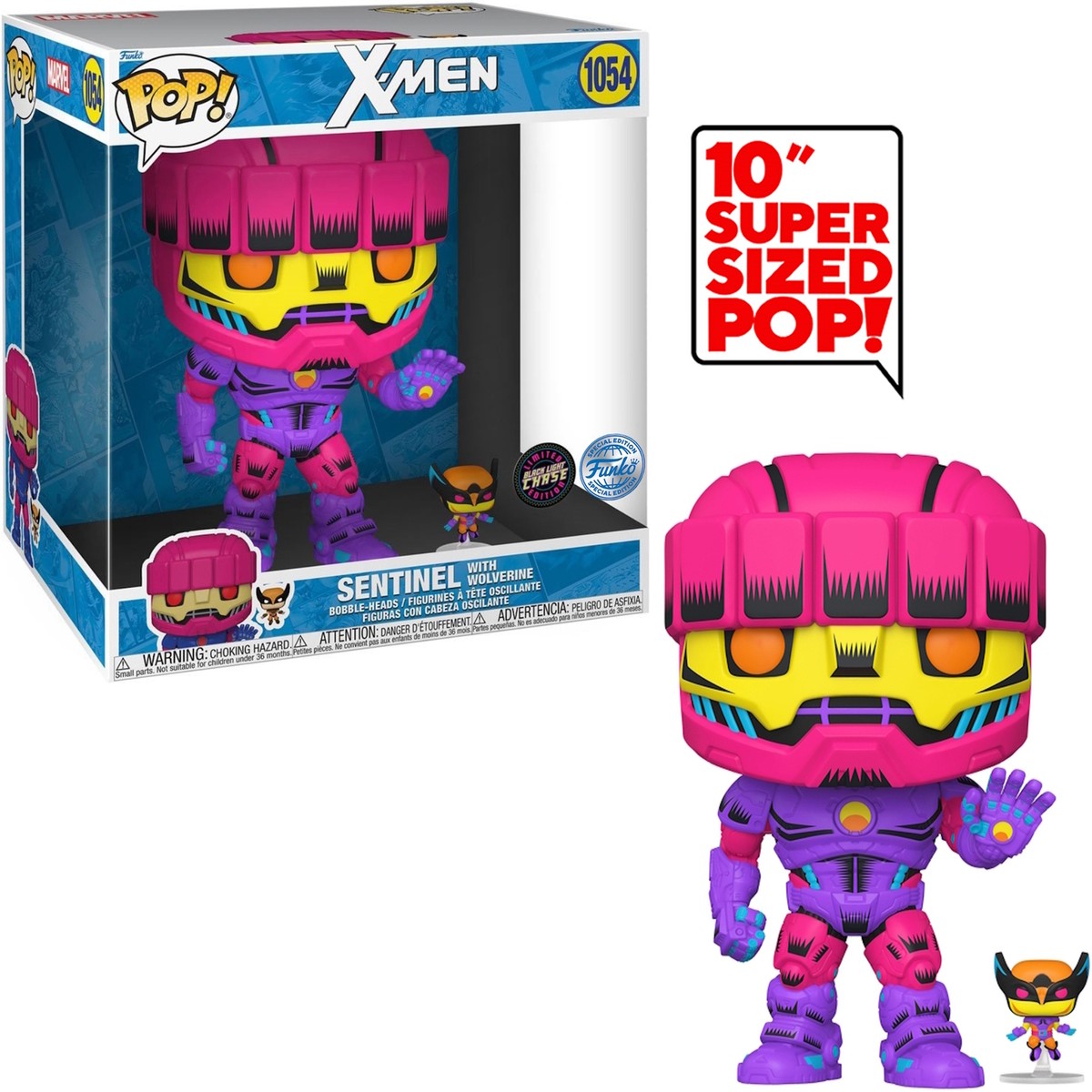 X-MEN センチネル & ウルヴァリン POP! Chase版 ファンコ X-Men Sentinel with Wolverine Jumbo 10-Inch Pop! Vinyl #1054