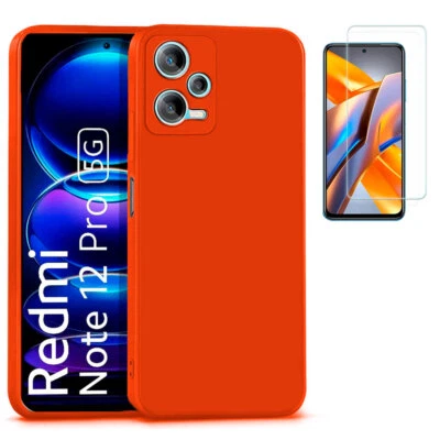 TODOBARATO 24HORAS Funda Para Xiaomi Redmi Note 12 Pro 5G Roja Tpu Silicona Gel Lisa + Protector 5D