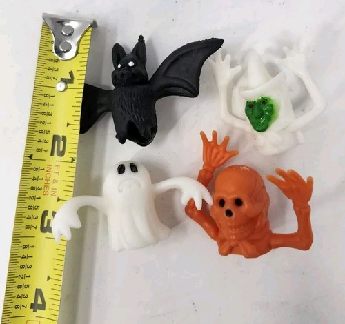 Vintage Halloween Toy 4 Finger Puppet Set Witch Skeleton Bat Ghost Pencil Topper - 第 7/8 張圖片