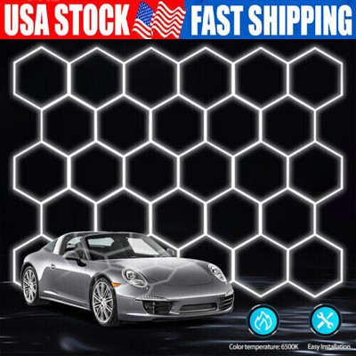 28 Grid HEXAGONAL LED GARAGE LIGHTS HONEYCOMB DETAILING SHOWROOM OFFICE GARAGE