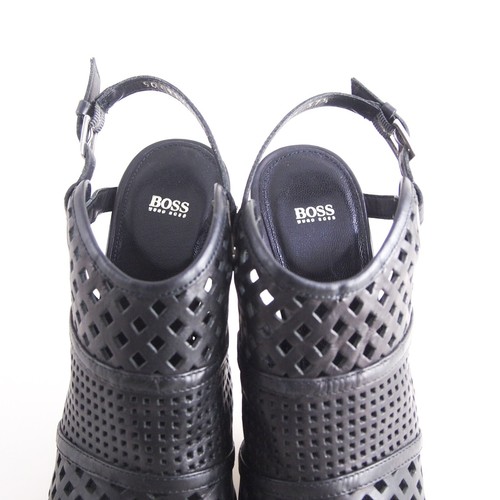 HUGO BOSS Cage Sandali con Cinturino Tacco Alto Nero Pelle Donna US 7.5 Eu 37.5 - Foto 5 di 8