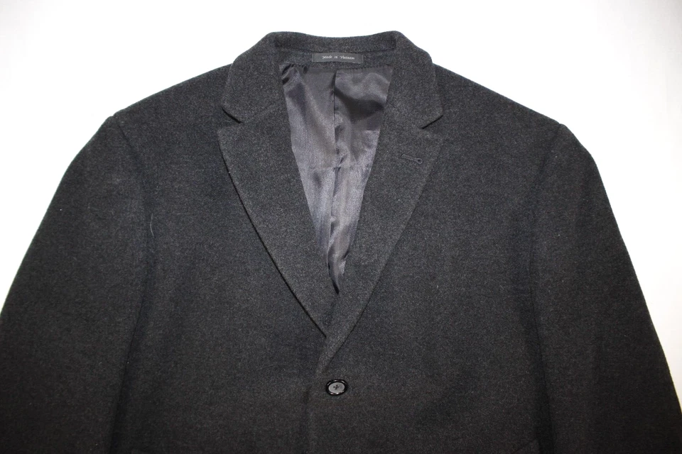 Chaps Ralph Lauren Coat Mens 46 Long Wool Blend Topper Overcoat Mid Length Black - Image 4 of 4