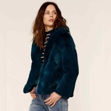 Heartloom Ava Faux Fur Jacket Sapphire Small New With Tags