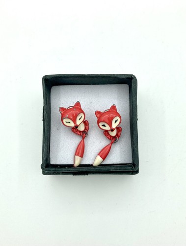 Lindos Pendientes Kawaii Zorro Rojo - Cola Oscilante Articulada - Imagen 3 de 4