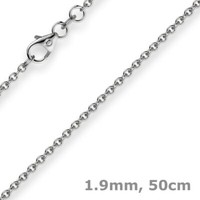 1,9Mm Rund-Ankerkette 750 Gold WeißGold Kette Collier Halskette, 50Cm, Goldkette