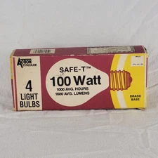 1979 Action Tungsram Safe-T Brass Base 100W NOS Light Bulbs 4 Pack Romania