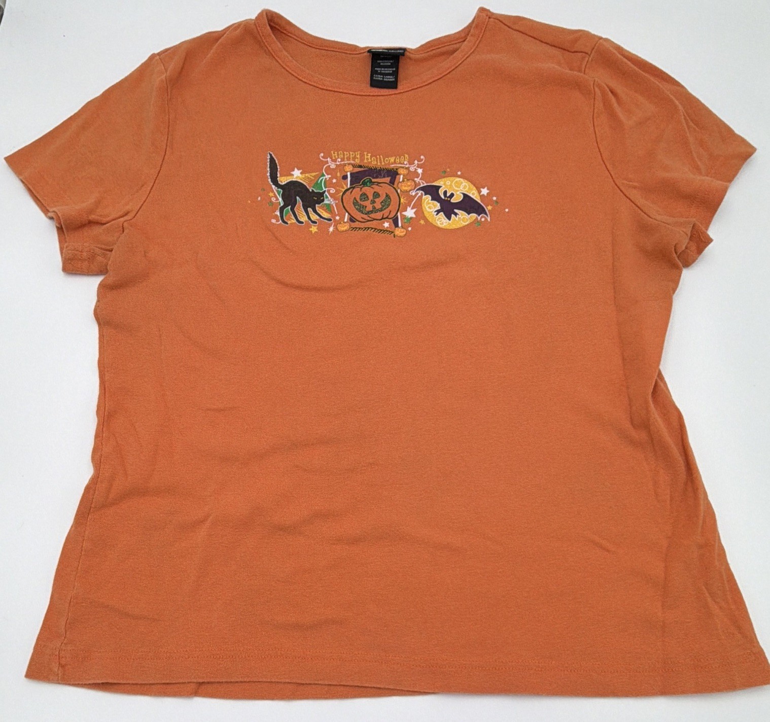 Vintage Holiday Editions Halloween Graphic Tee Short Sleeve Orange Women's XL