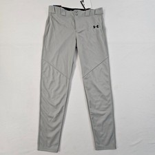 NWT Under Armour Boys Utility Baseball Pants Gray Tapered Stain Release YXL
