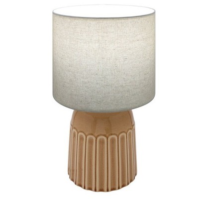 Tisch Schreibtischlampe mit Schirm Keramik rund Wohnzimmer Nachttischlampe orange 39 cm