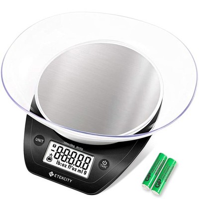 Etekcity 0.1g Food Scale, Bowl, Digital Grams and Ounces Large, Dark Black 