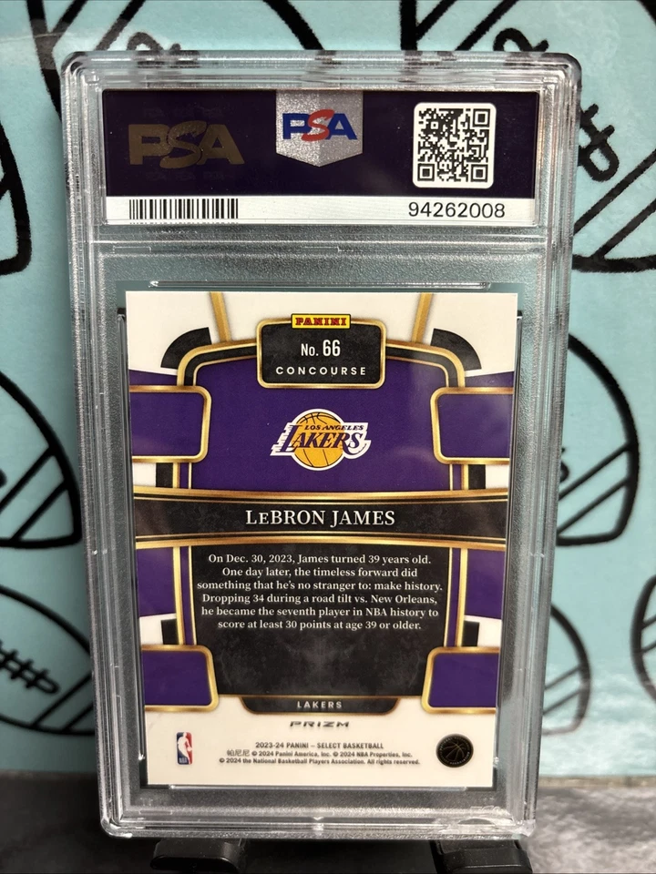 2023-24 Panini Select - Concourse LeBron James #66 Tectonic Prizm PSA 10 - Image 2 of 3