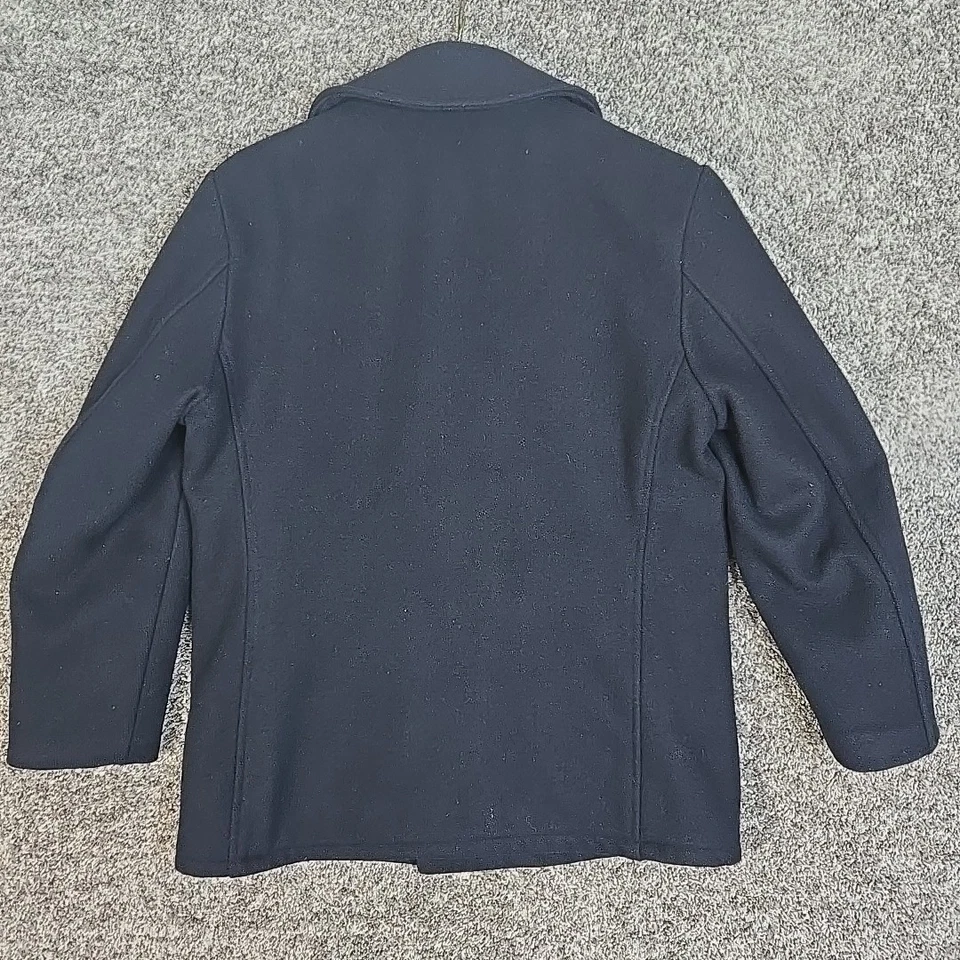 Abrigo Fidelity Pea De Colección Para Hombres 42 Azul Marino Botones Ancla Militar Hecho en EE. UU. Foto 3 de 4