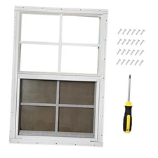  18"x27" Shed Window for Chicken Coop, Playhouse and Mobihome, White Windows 