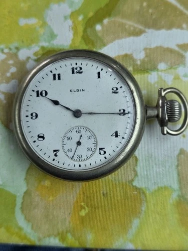 Vintage Antique Elgin Silvertone Sidewinder Pocket Watch Works