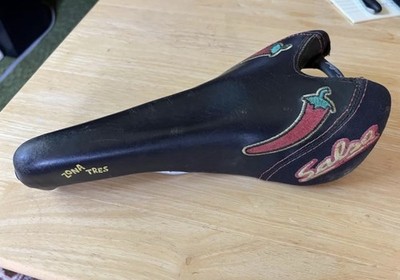 Vintage 90 s Salsa Zona Tres MTB Saddle Classic Chilis Embroidered