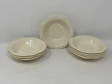 RARE HOMER LAUGHLIN EGGSHELL 6" DESSERT PLATES Plain Shell Design Set Of 8  RARE