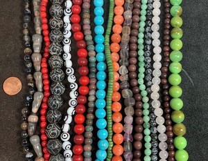 Bulk sale //lot of 17 strands mix shape color gem stone beads/(n195b)