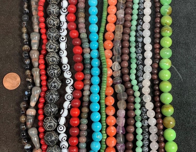 Bulk sale //lot of 17 strands mix shape color gem stone beads/(n195b)