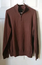 CHRISTIAN LACROIX MEN'S 1/4 ZIP WOOL PULLOVER SWEATER, SIZE XL
