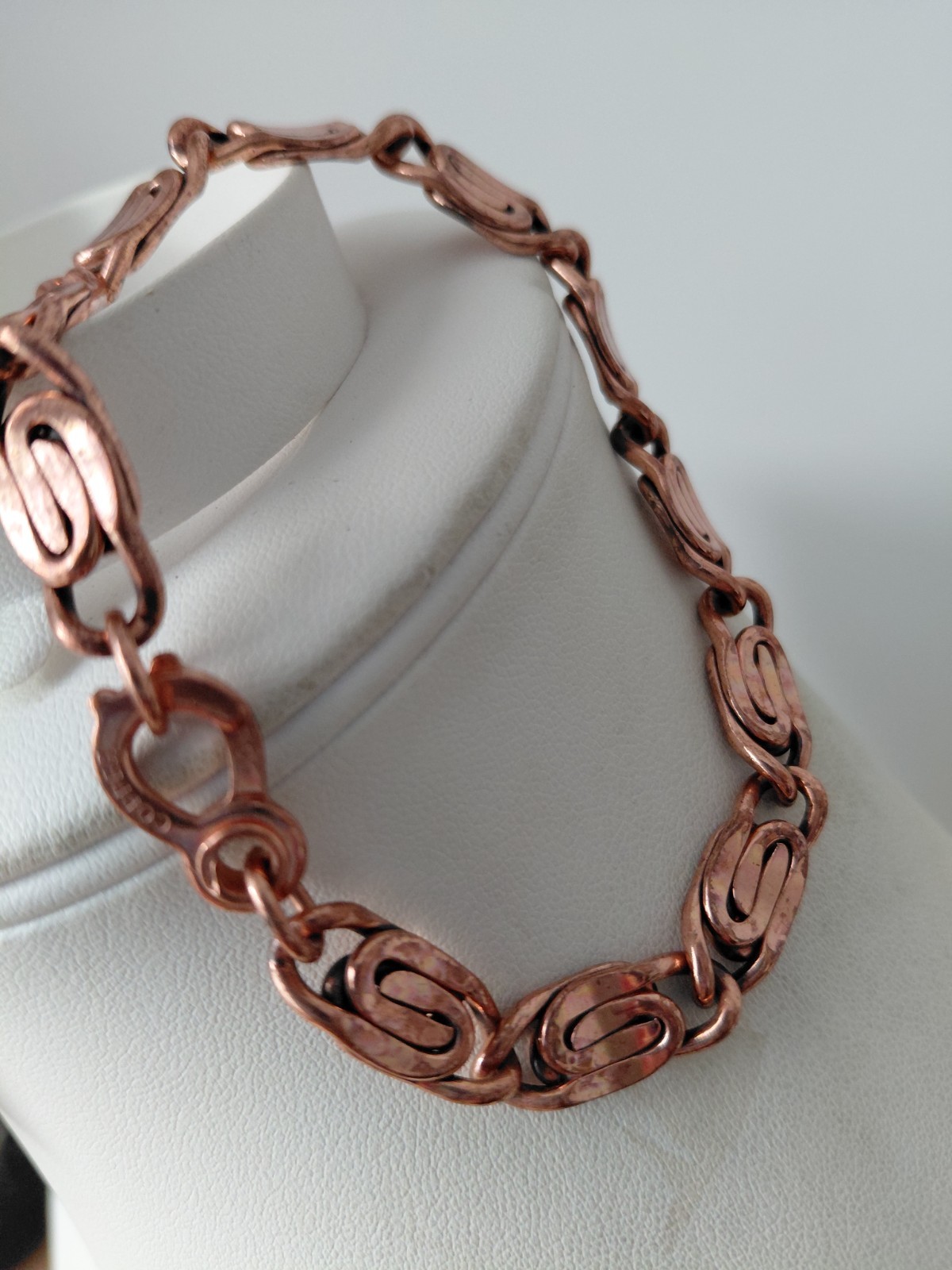 8 In Vintage Bracelet - Solid Copper Scroll "S" L… - image 4