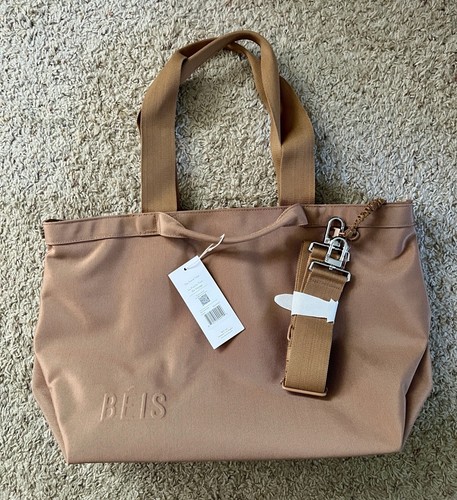 NWT BEIS The Travel Tote Camel Luggage Bag Crossbody Strap Minimalist Unisex - Picture 2 of 22