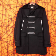 JOHN GALLIANO Mens Cashmre Wool Double Breast Black Military Parka Coat 48 M