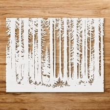 Dense Forest with Tall Trees Wall Art Reusable Plastic Stencil Physical Produ  