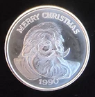 1990 Merry Christmas Santa Wreath Robin Rare Vtg Bullion-0.999 Silver 1 Oz Coin