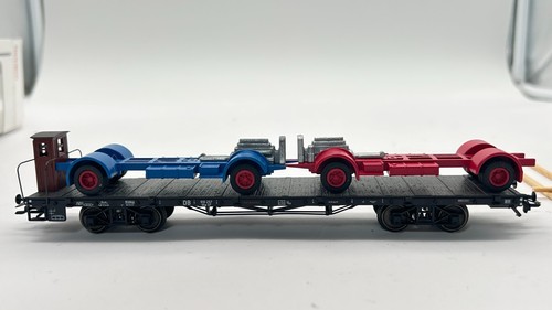 Märklin H0 00691-5 Flachwagen mit LKW Chassis der DB in OVP aus 48802 | Condition: Gebraucht