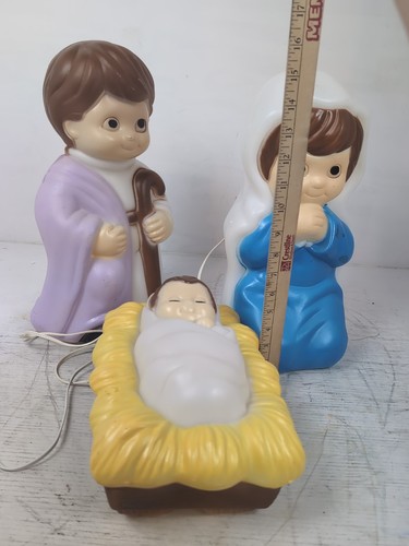 Vintage 1996 Empire Weihnachten beleuchtete Blasform Kinderkrippe Maria/Josef/Jesus - Bild 10 von 10