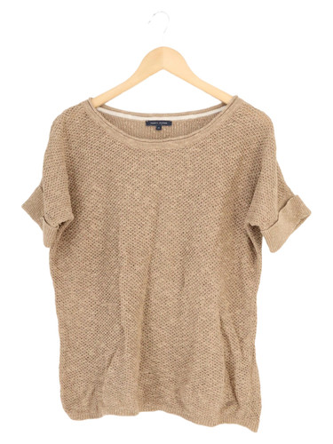 Tommy Hilfiger Damen Pullunder Beige Gr. M Leinen Baumwolle Strickmuster Casual