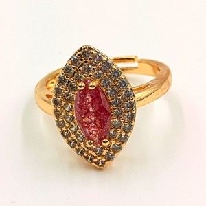 Authentic Luxury Ruby CZ Adjustable Ring 22k Gold Plated Traditional Indian Jewelry