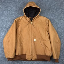 Carhartt OJ0140 Men's Duck Canvas Hooded Work Jacket 2XL Brown USA Made