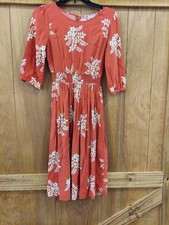 Asos Design Dress Womans Size 2 Orange Floral Elastic Pleated  Waist Beautiful 