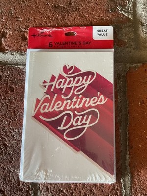 New Hallmark HAPPY VALENTINES DAY Cards 1 Pack of 6 Nice Message 6 in x 4 in